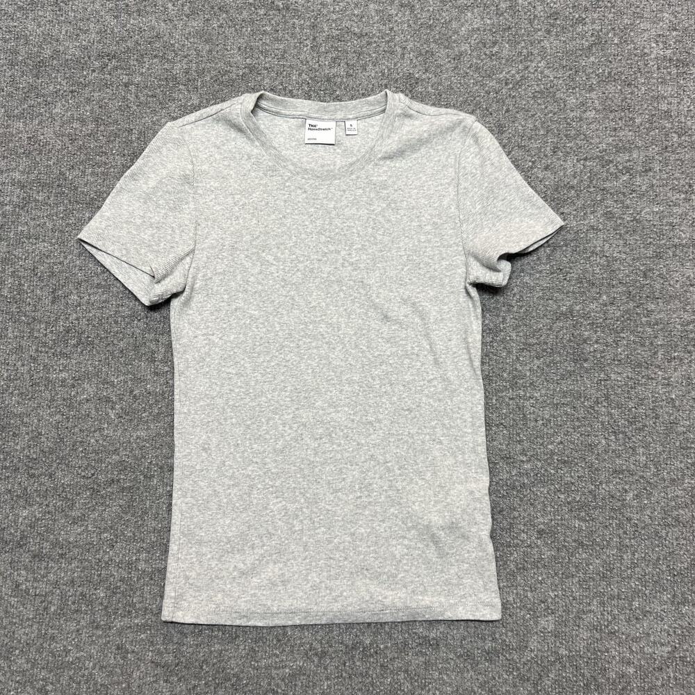 TNA Shirt Womens Small Gray Ribbed HomeStretch Aritzia Short Sleeve Tee Top
